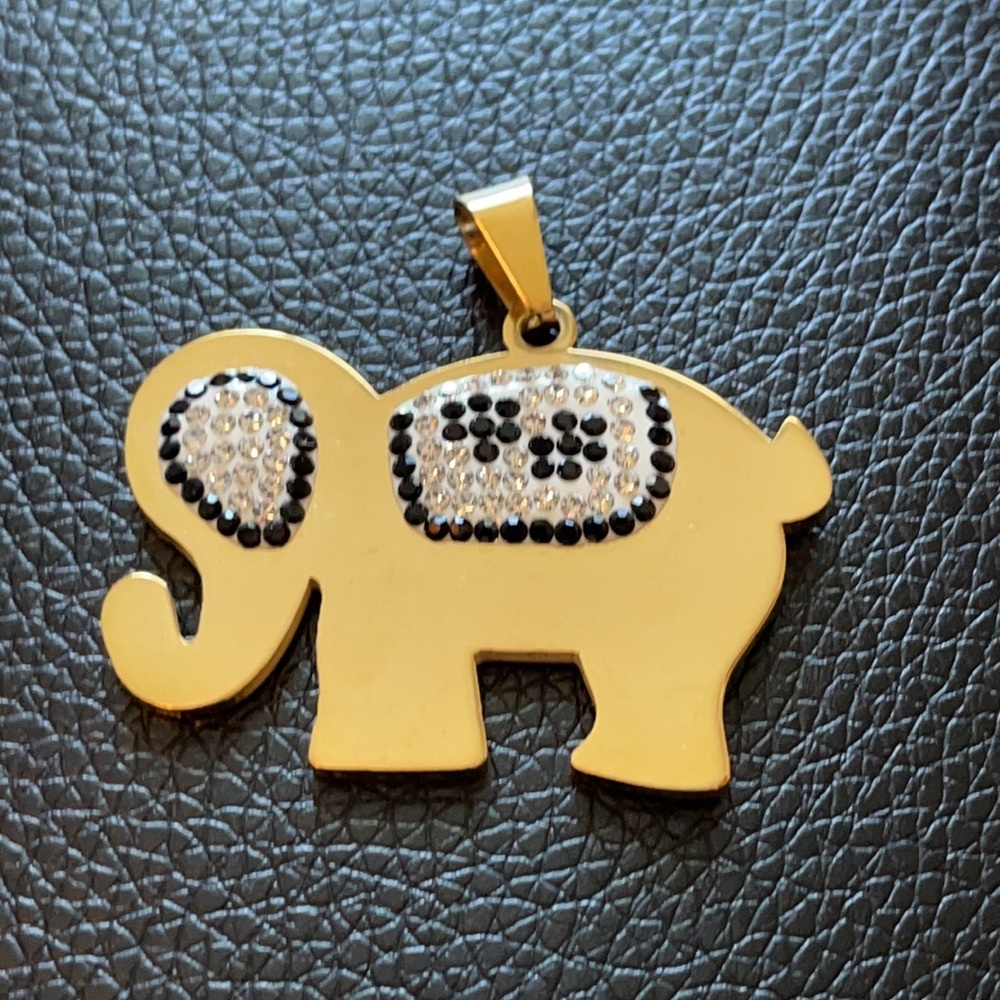 Elephant pendant The Rhinestone Mosaic charm gold